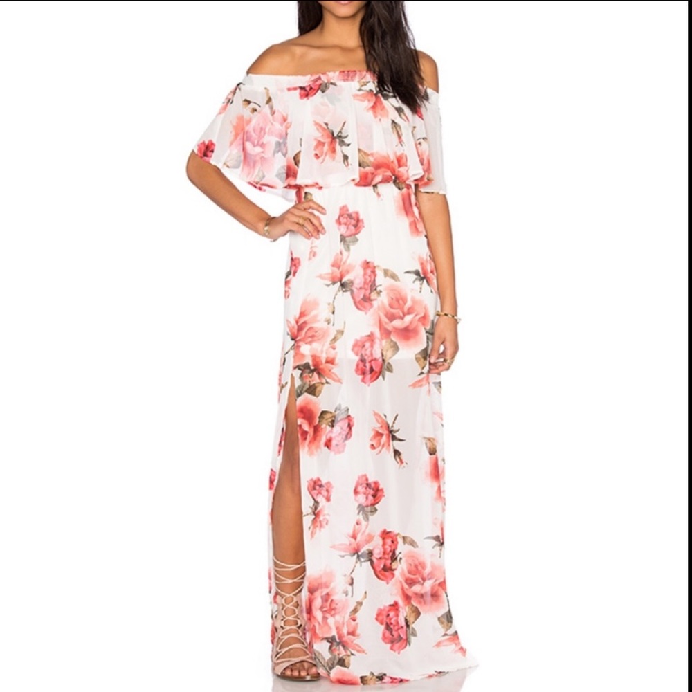 SHOW ME YOUR MUMU off shoulder side slits floral maxi dress - Picture 1 of 10